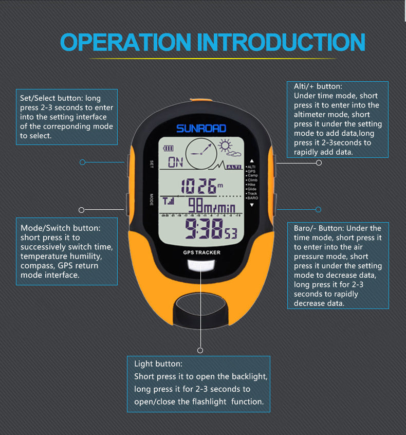 Outdoor GPS Navigation Altimeter for Hiking Adventure