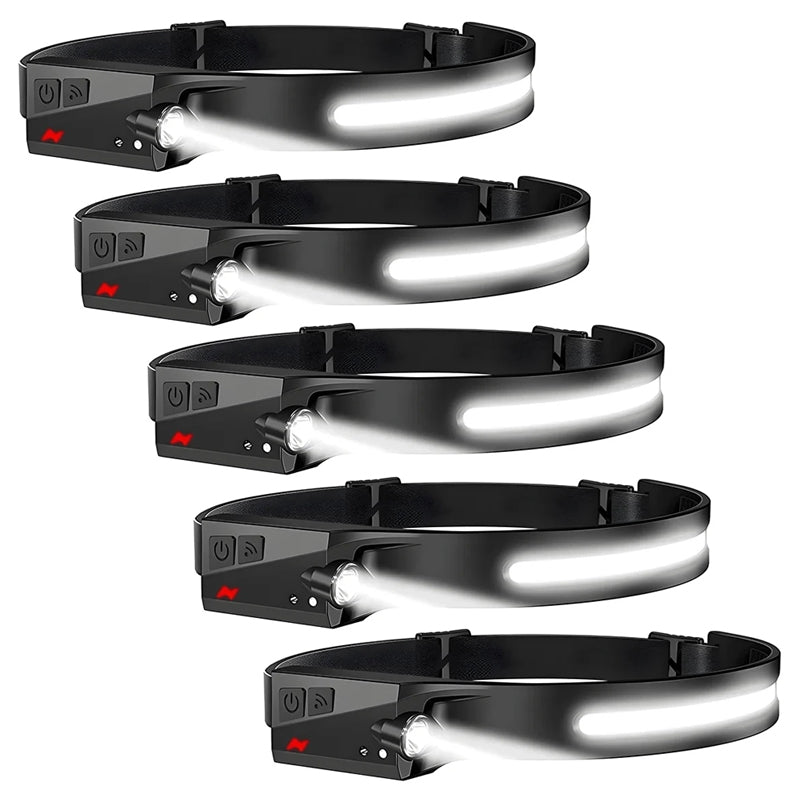 USB Rechargeable LED Headlamp Waterproof Motion Sensor