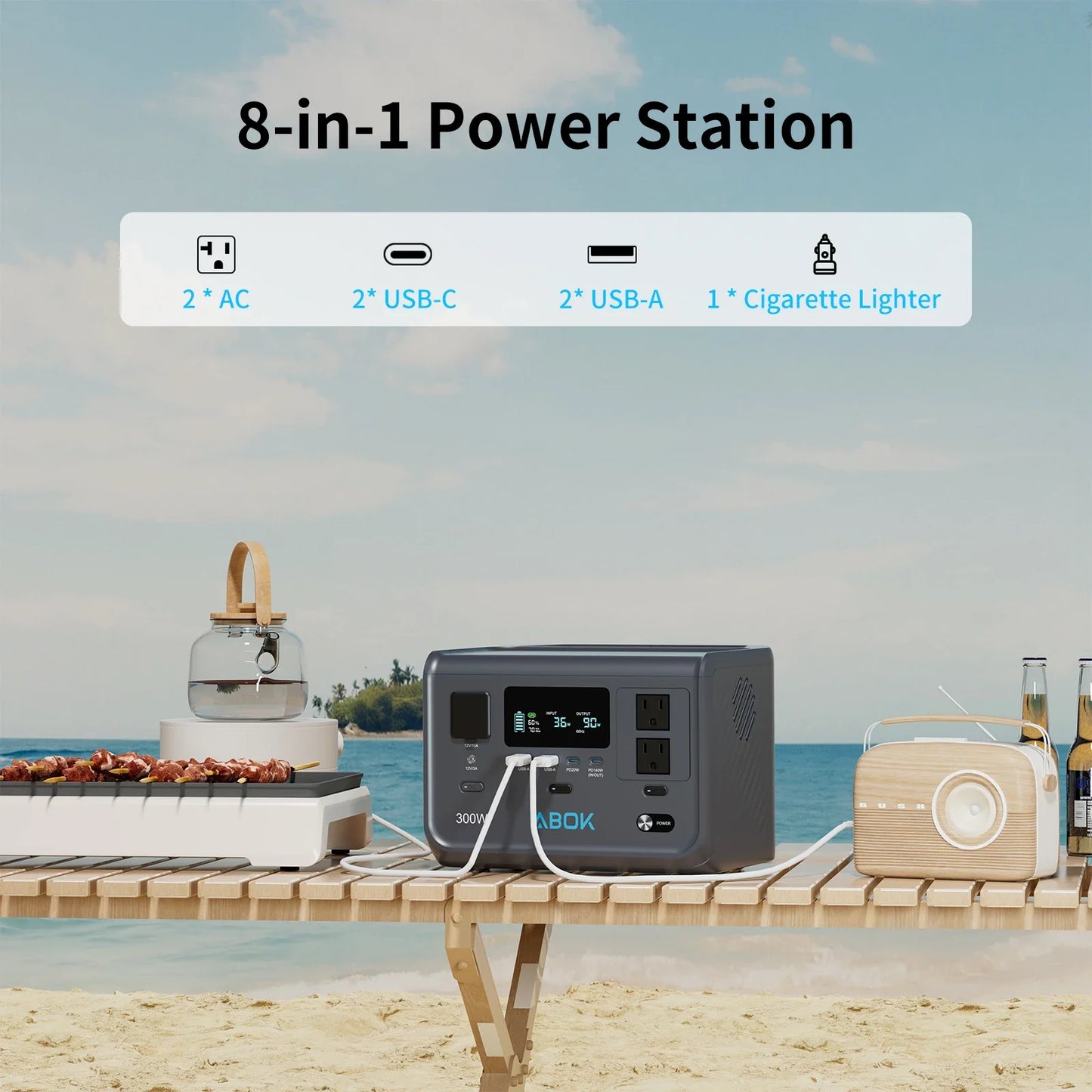 600W Portable Power Station LiFePO4 Fast Charge