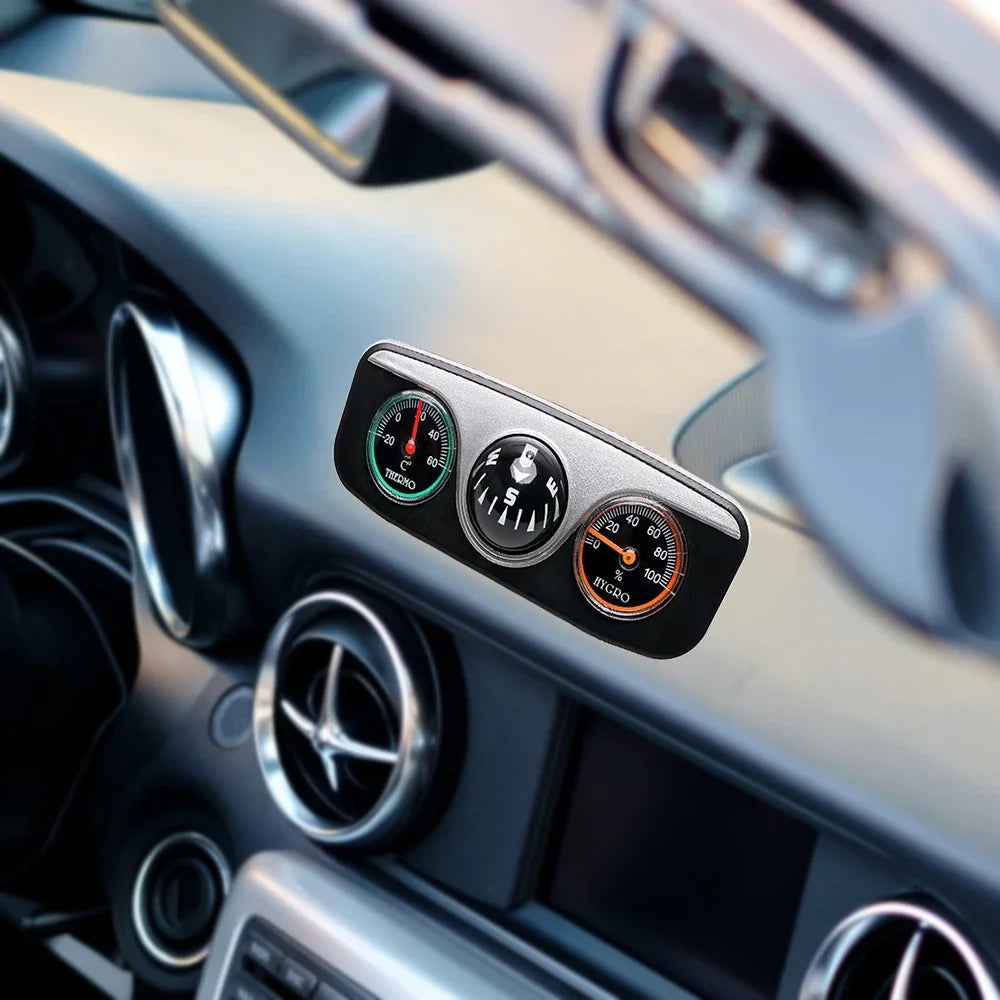3-in-1 Car Compass Thermometer Hygrometer Dashboard