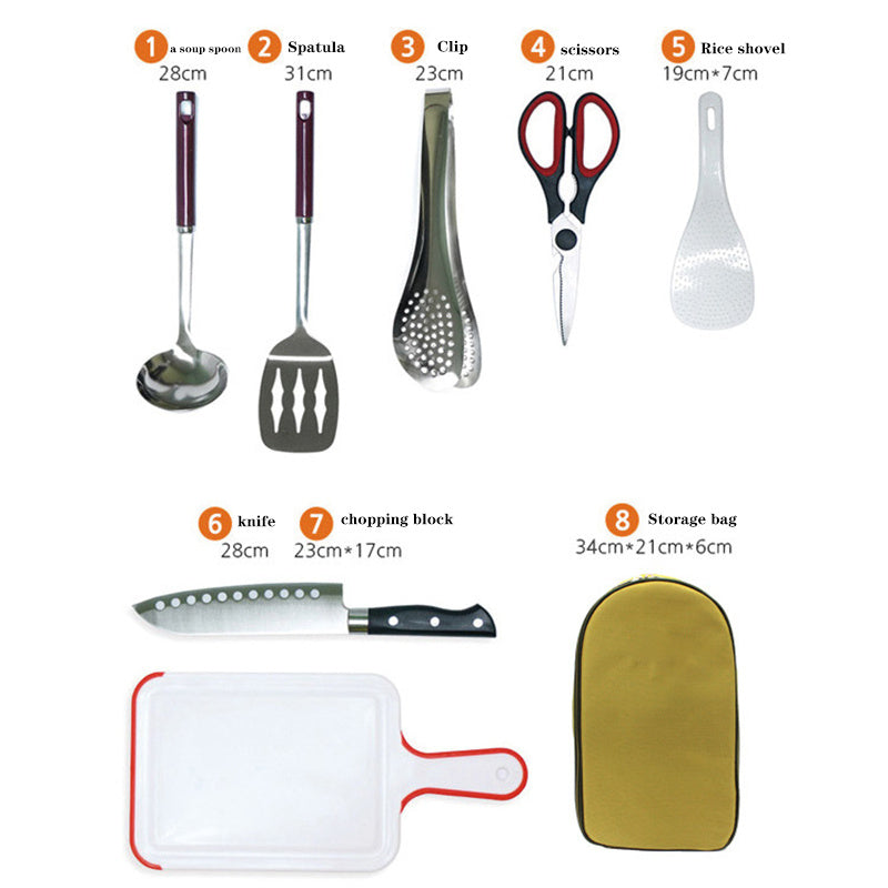 8-Piece Camp Kitchen Utensil Set Portable