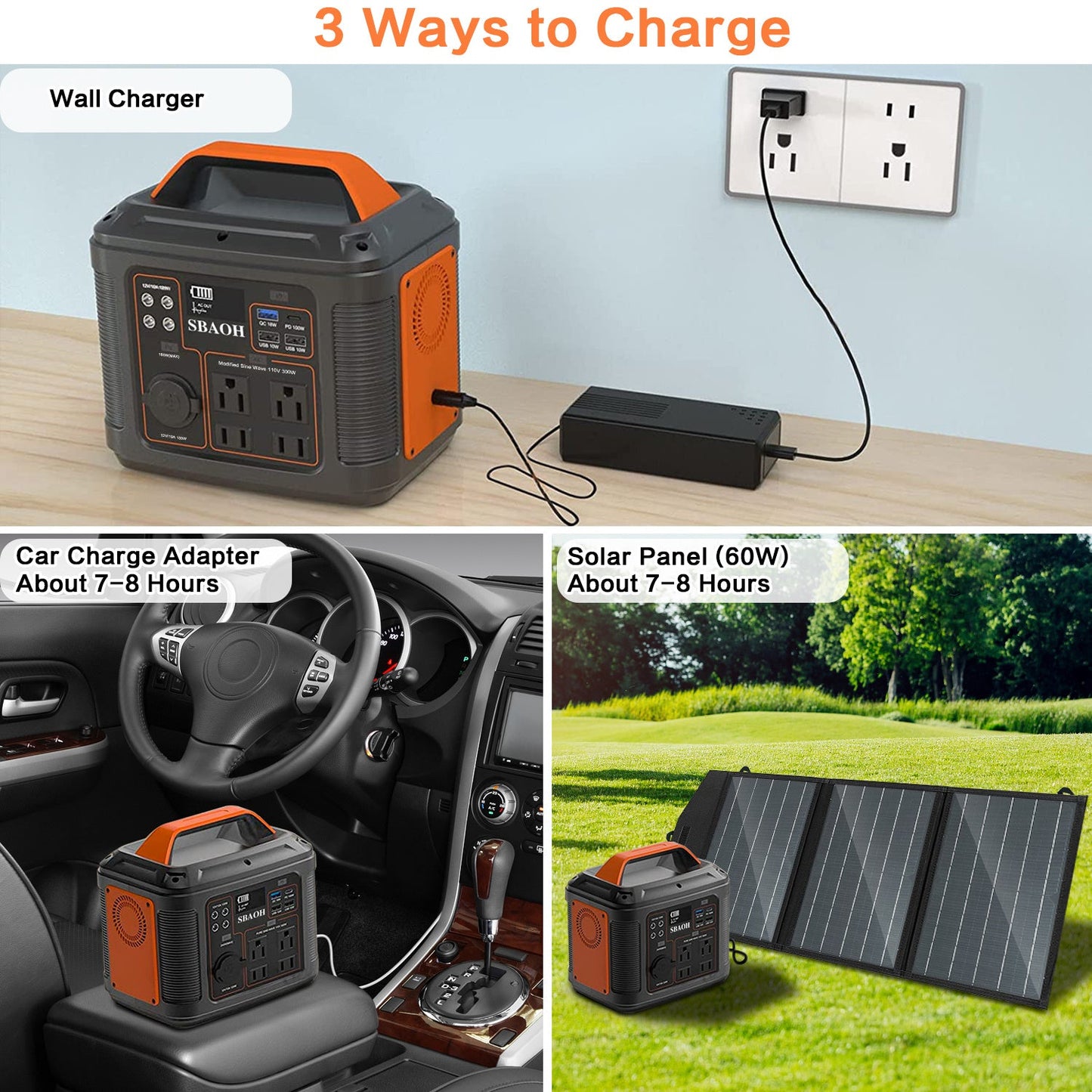 296Wh Portable Solar Power Station for Outdoors