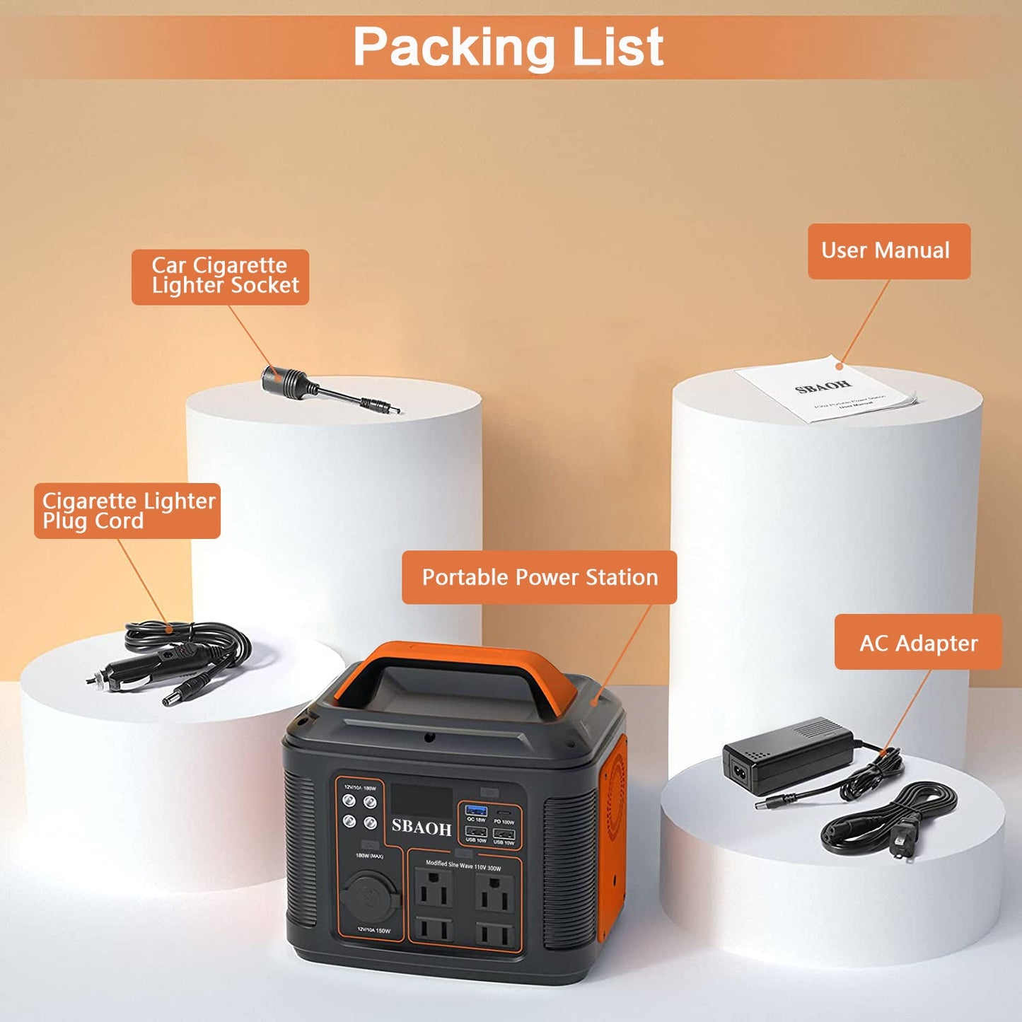 296Wh Portable Solar Power Station for Outdoors