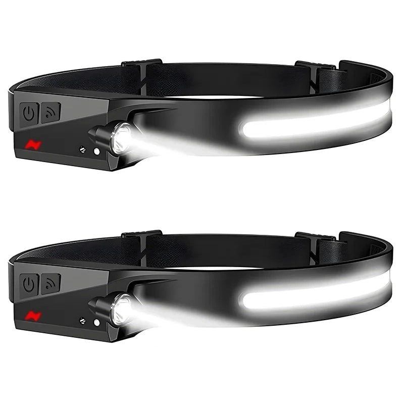 USB Rechargeable LED Headlamp Waterproof Motion Sensor