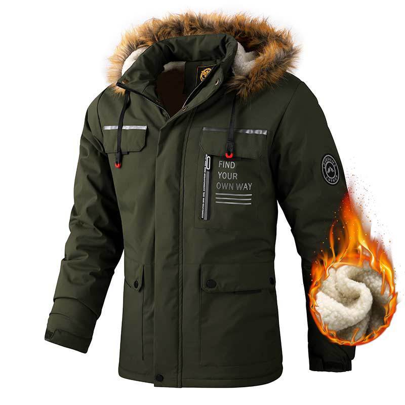 Men’s Casual Hooded Parka Windproof Warm Jacket