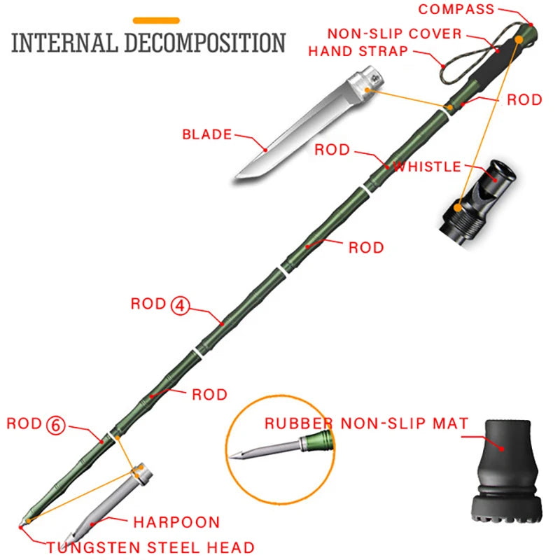 Tactical Alpenstock Hiking Stick Multifunctional Outdoor Defense