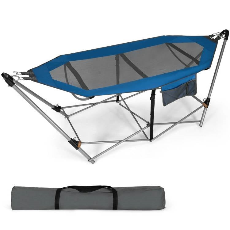 Blue Portable Camping Hammock Foldable with Stand