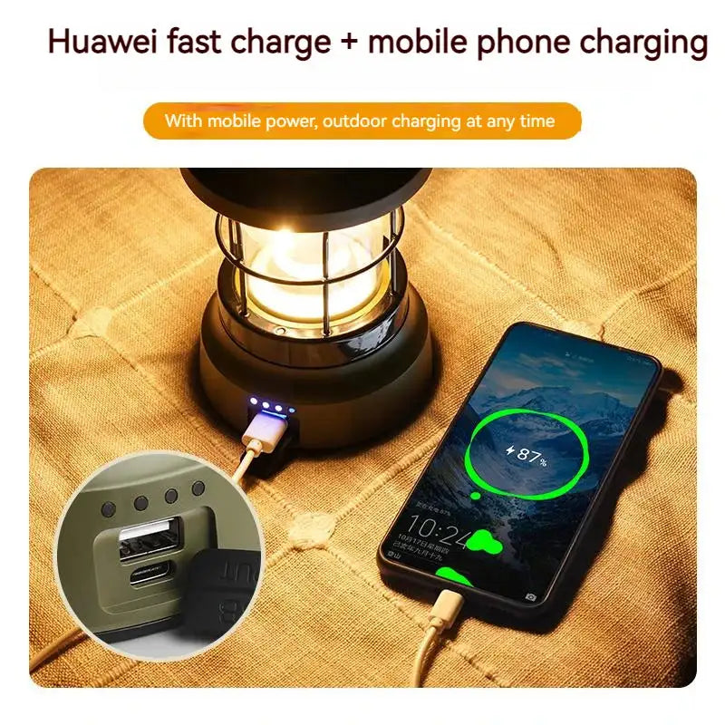 Retro USB Camping Lantern Portable Travel Light