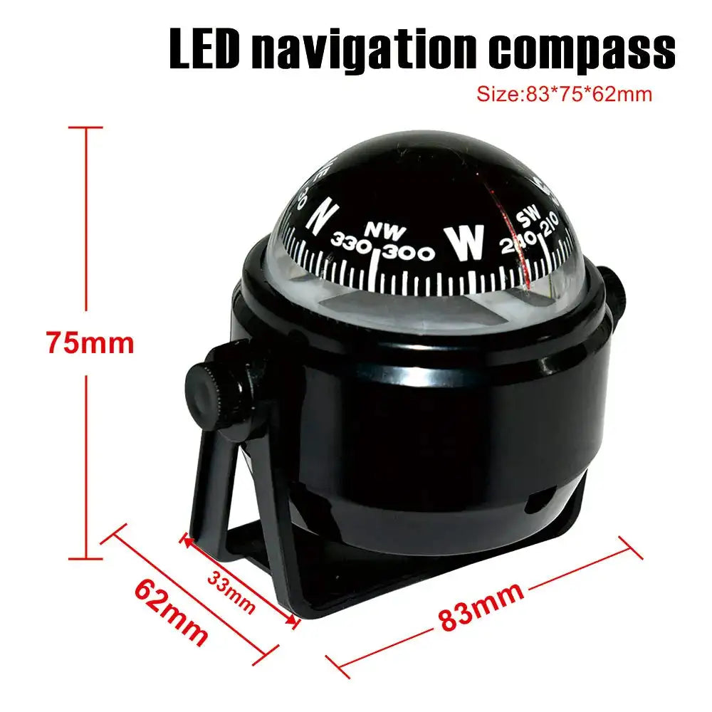 Electronic Car Compass LED Marine Vehicle Navigation Tool