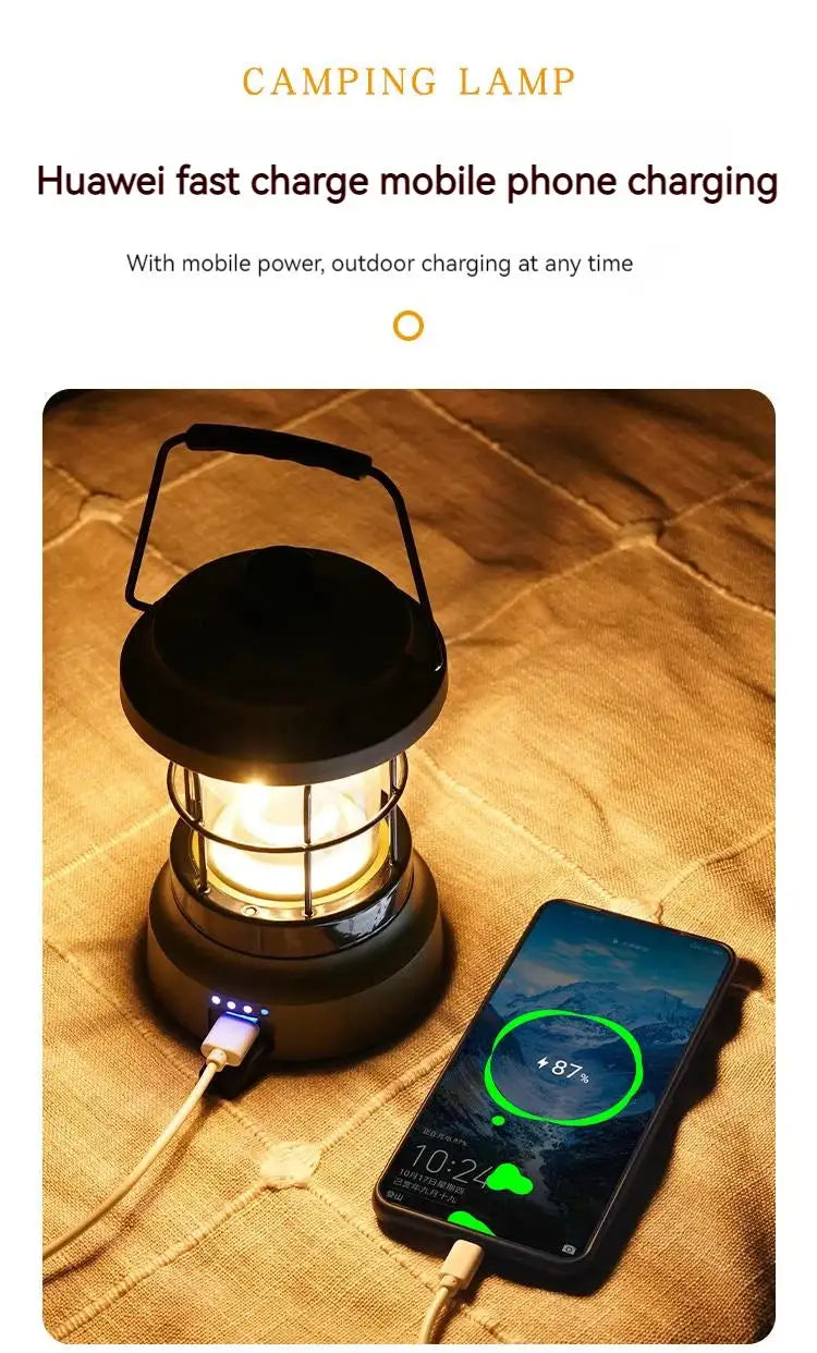 Retro USB Camping Lantern Portable Travel Light