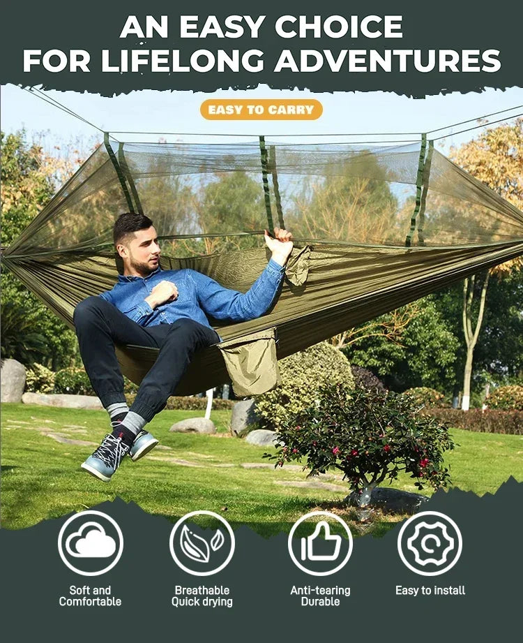 AdventureNest 2-Person Camping Hammock with Rainfly
