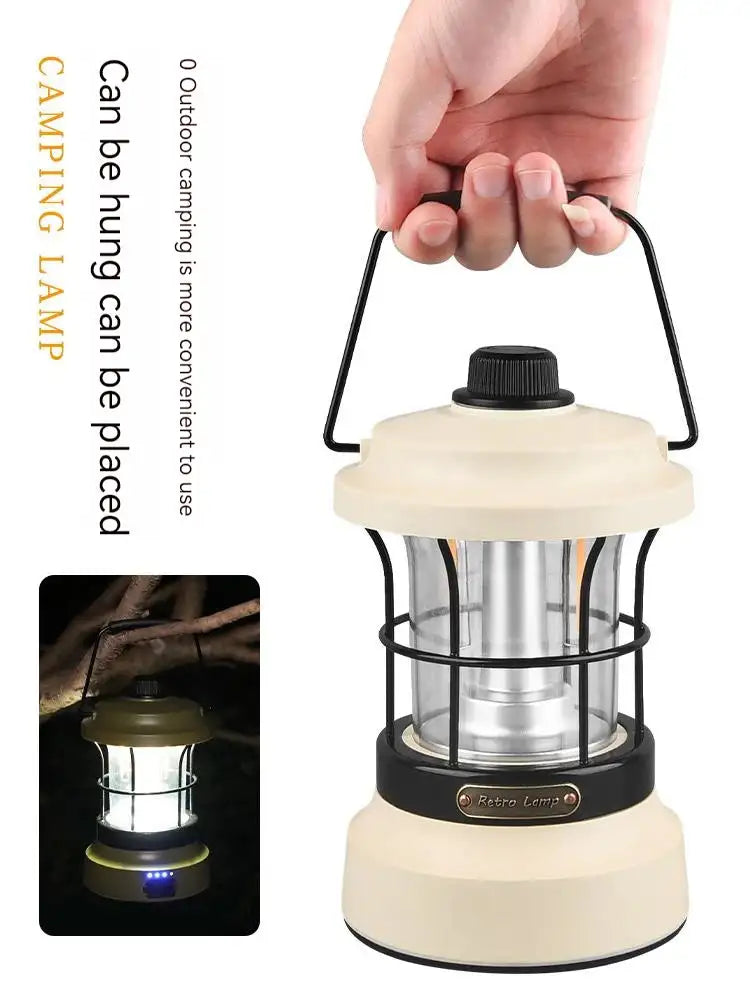 Retro USB Camping Lantern Portable Travel Light