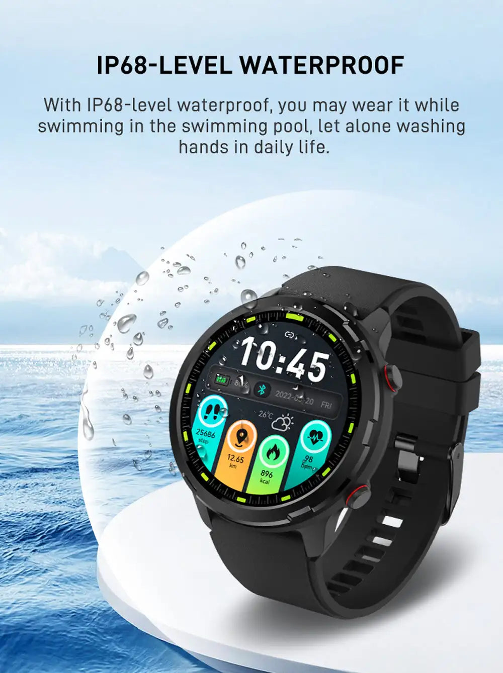 Outdoor GPS Smartwatch IP68 Multi-Sport Music Control