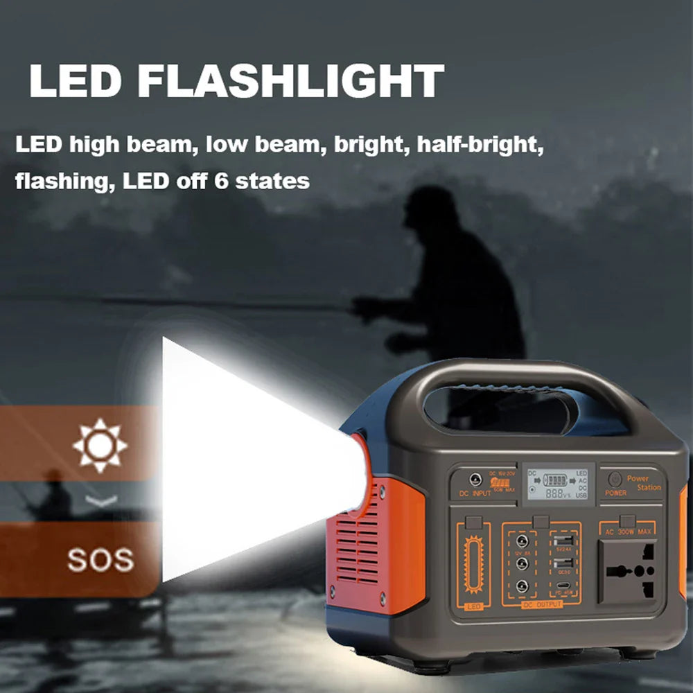 500W Portable Solar Power Station LiFePO4 UPS