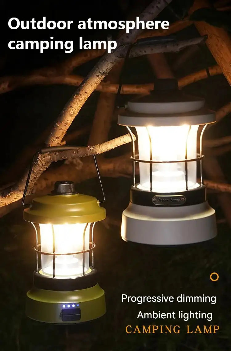 Retro USB Camping Lantern Portable Travel Light