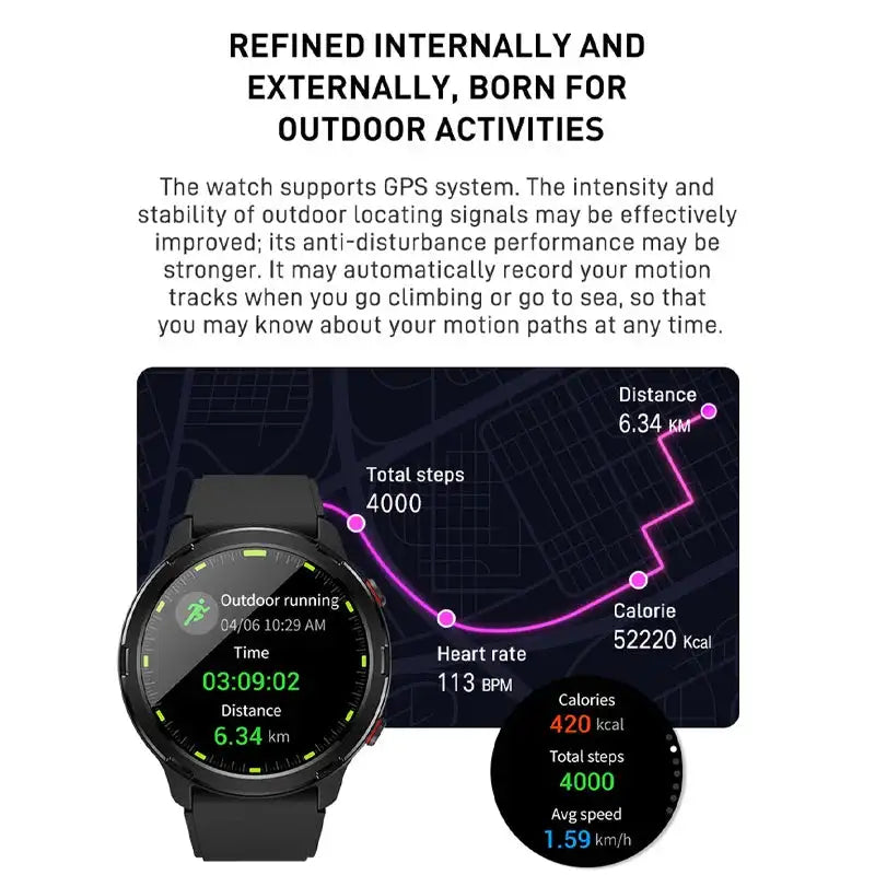 Outdoor GPS Smartwatch IP68 Multi-Sport Music Control
