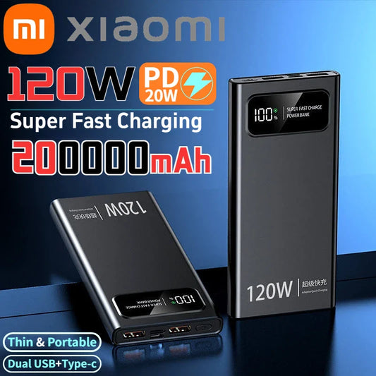 200000mAh 120W Super Fast Portable Power Bank