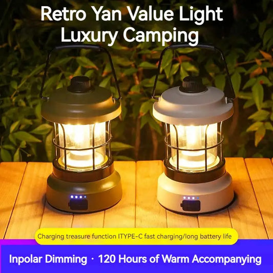 Retro USB Camping Lantern Portable Travel Light