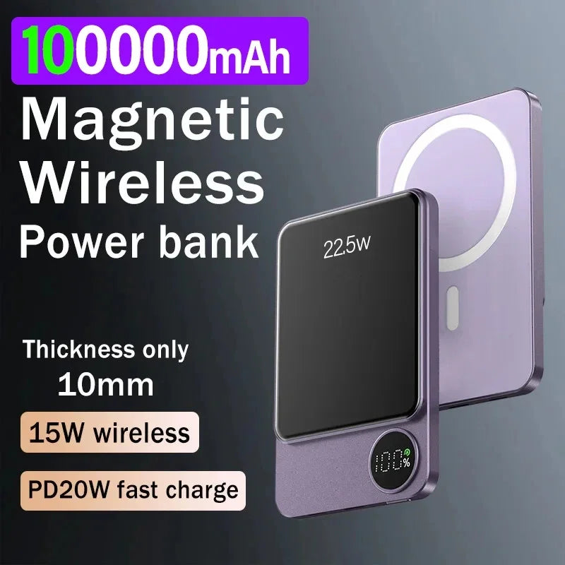 100000mAh Magnetic Wireless Power Bank Fast Charger