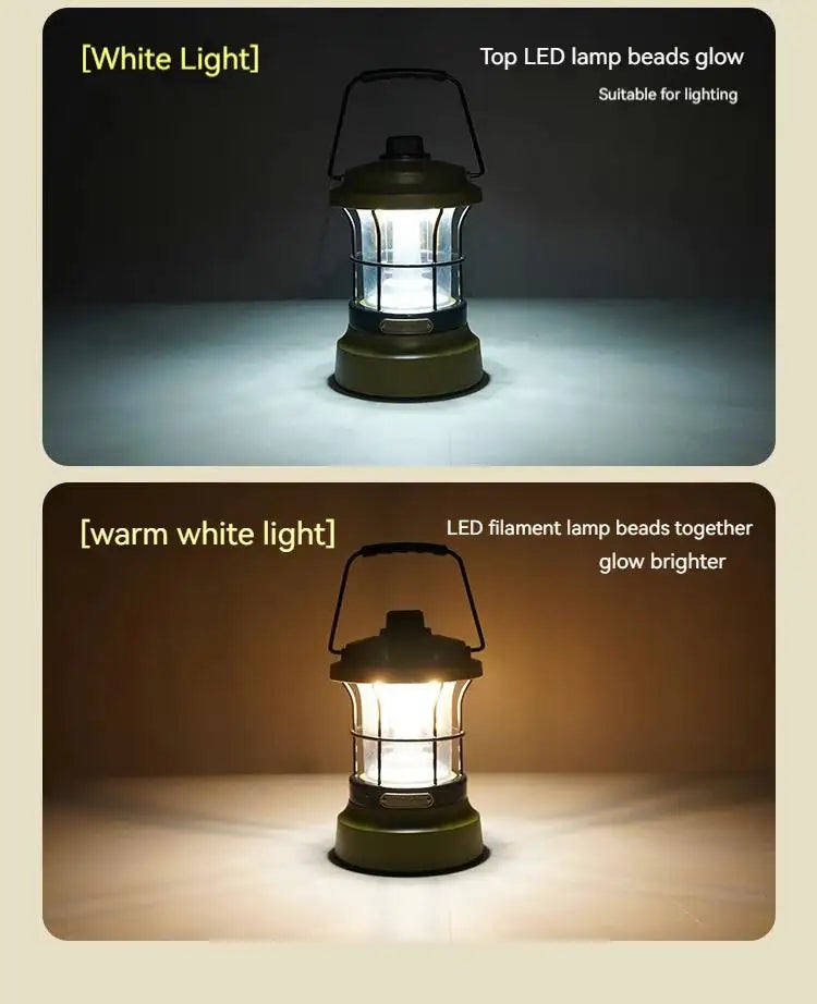 Retro USB Camping Lantern Portable Travel Light