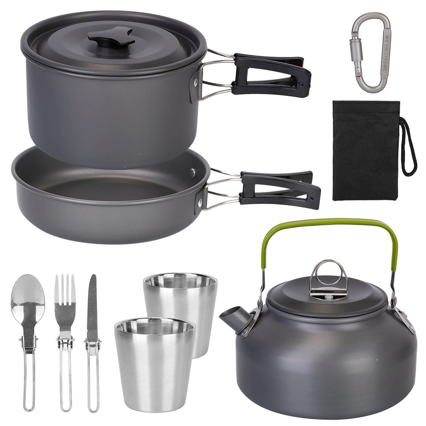 12-Piece Camping Cookware Set Aluminum Pots Pans